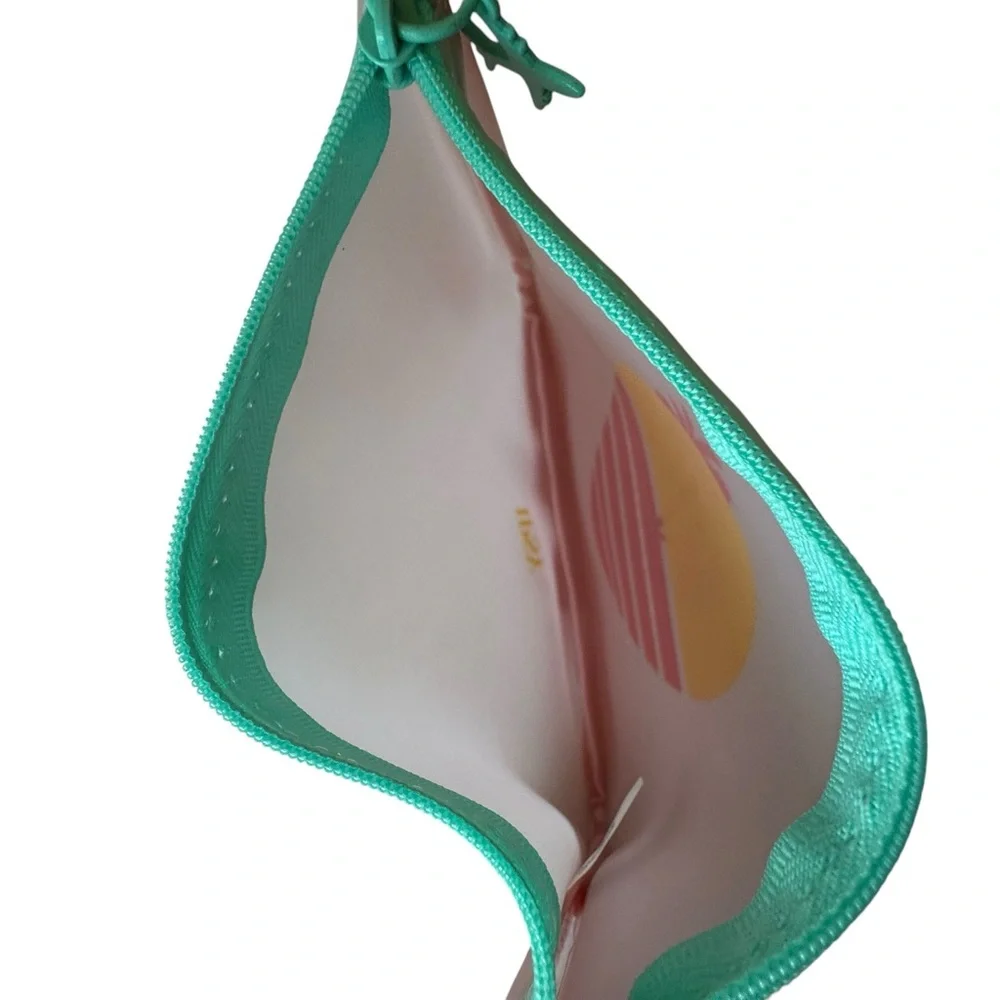 🤑 5/$25 ipsy Pink Tropical 'Escape' Cosmetic Pouch with Mint Zipper