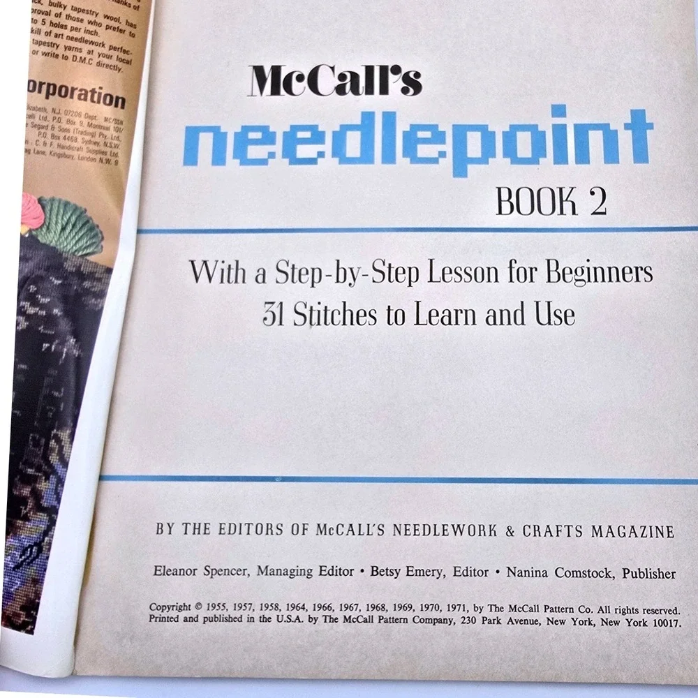 Vtg 1971 McCall's Needlepoint Book 2 Instructions & Patterns for Beginners‎