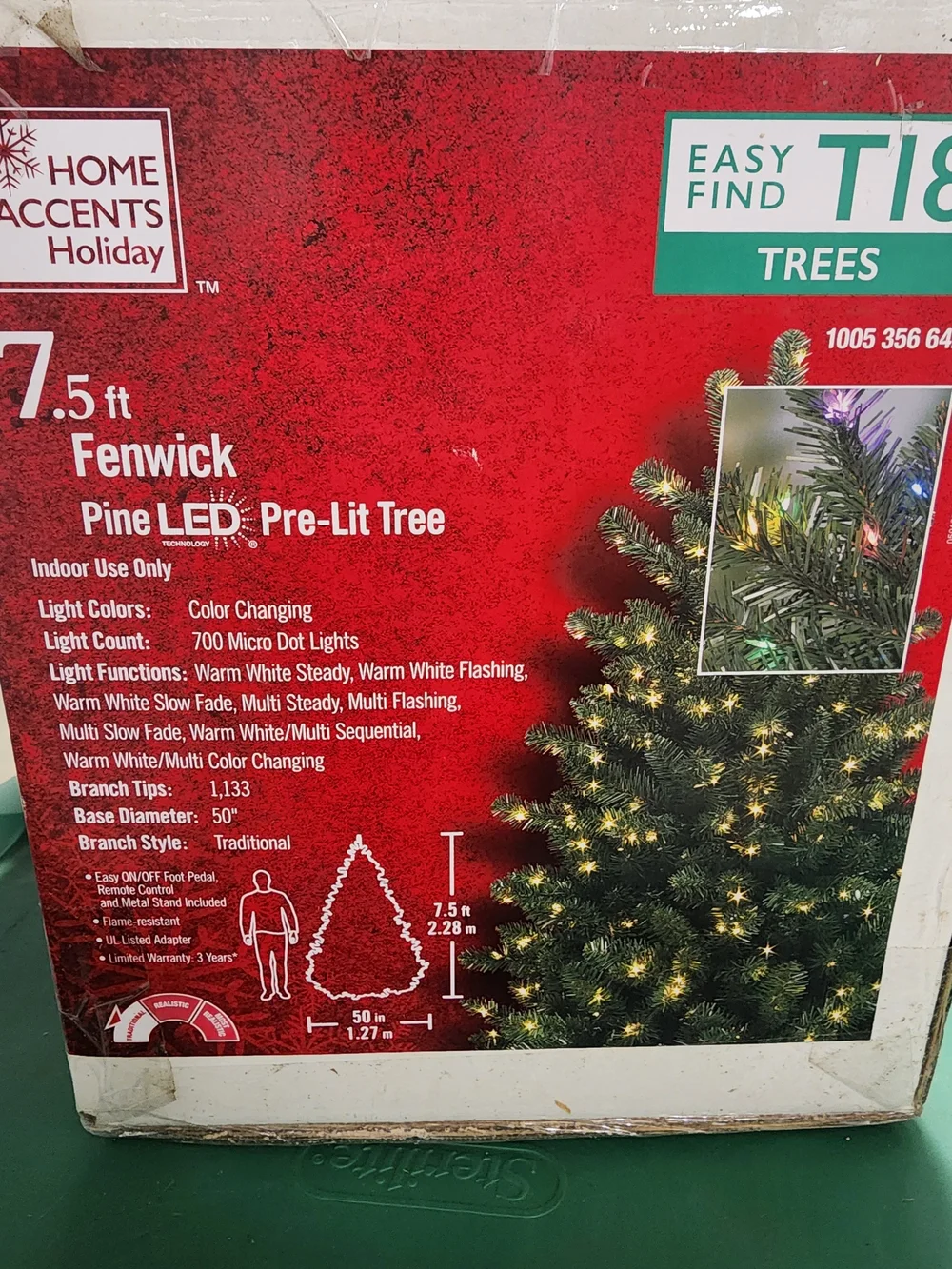 Fenwick 7.5 ft Pre-Lit Pine LED Tree - Green