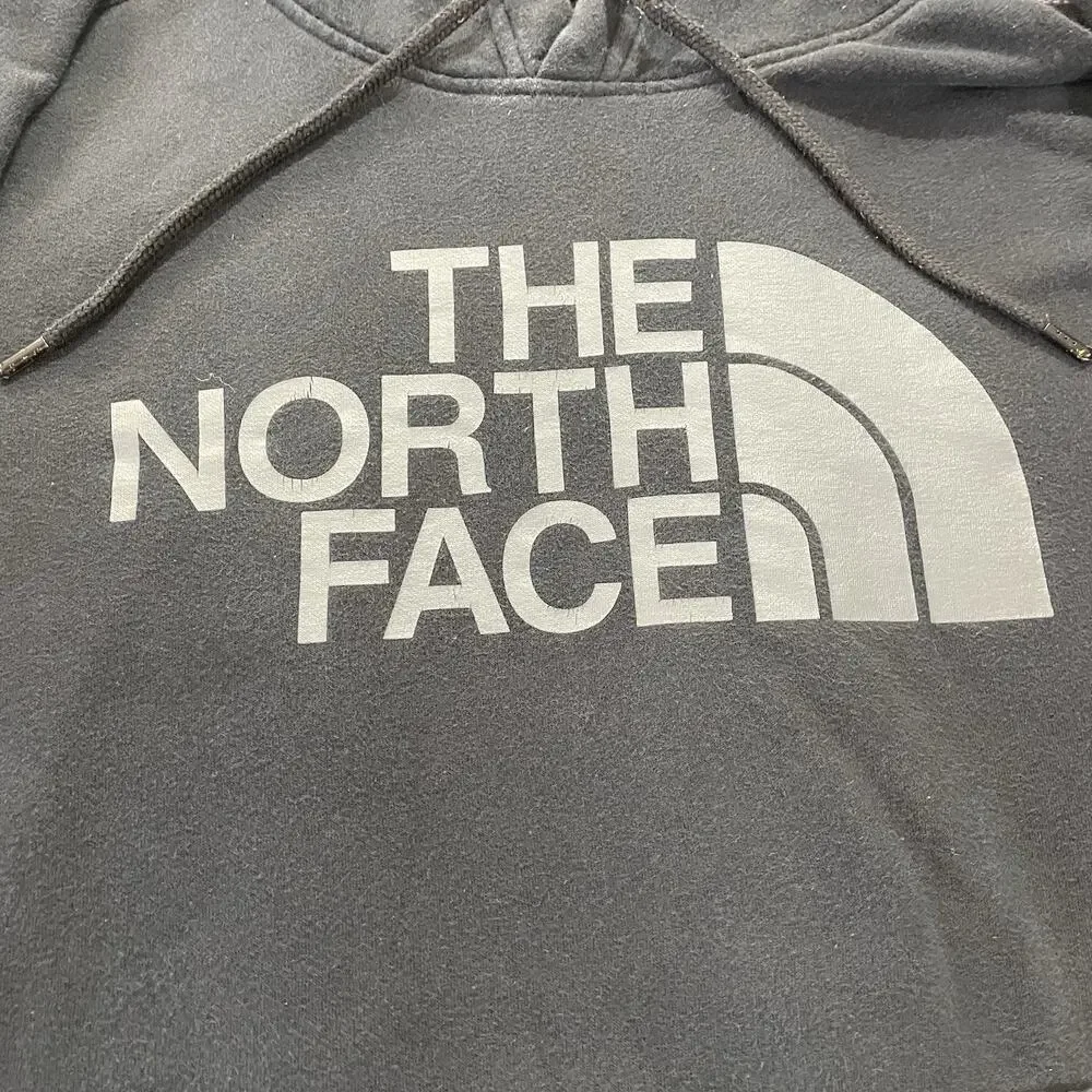 The North Face Pullover Hoodie Men's Medium Faded Black Fleece Kangaroo Pocket