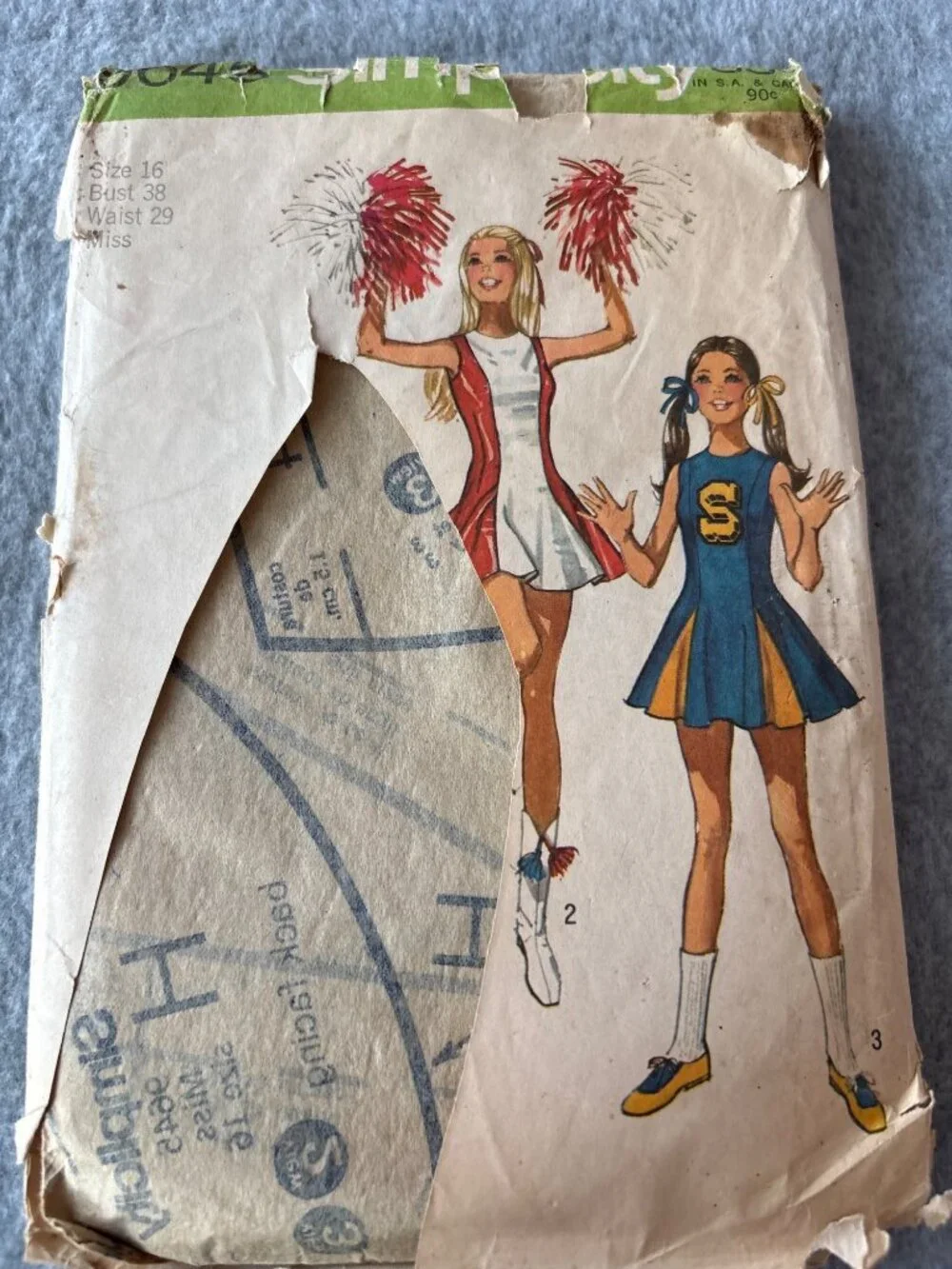 Simplicity 9645 Cheerleader Dress Sewing Pattern Size 16 Uncut