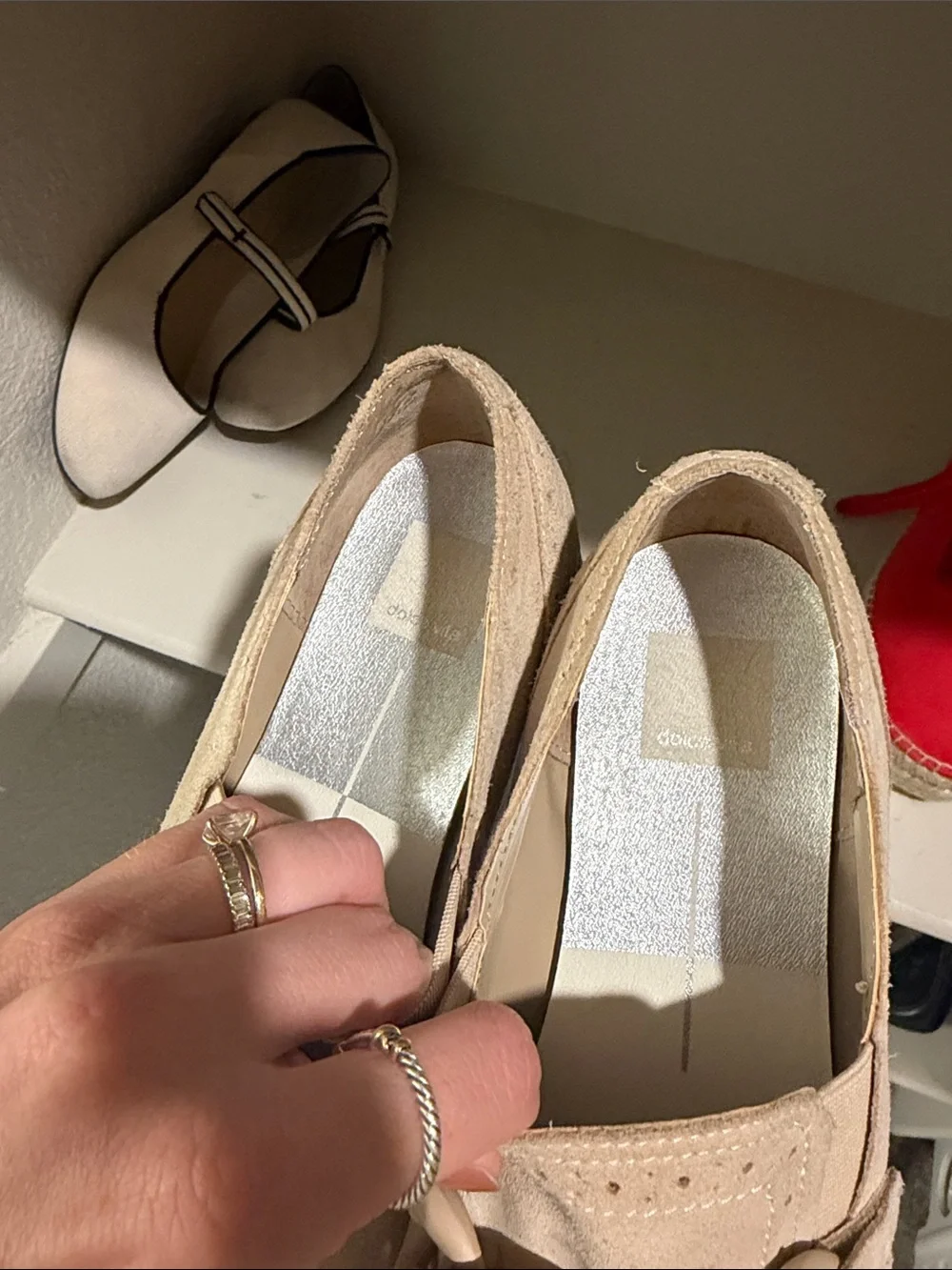 Dolce vita Neutral Beige Suede Platform Slip-On Loafers with Chain Detail