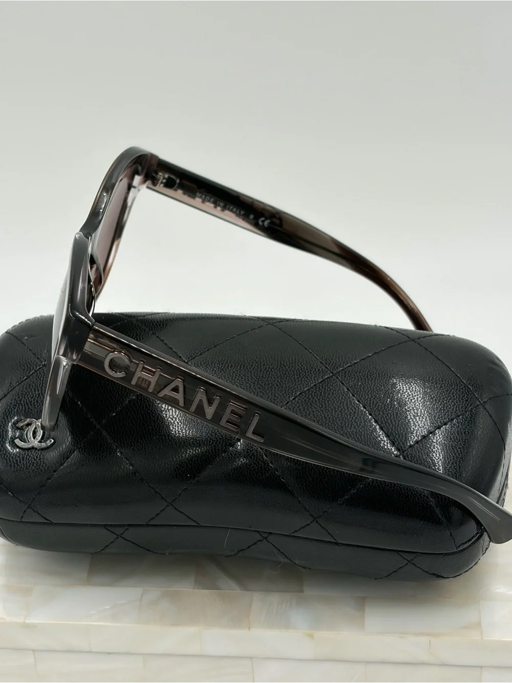 CHANEL Pantos Logo Smoke Brown Rounded Cat-Eye Sunglasses 5458-A