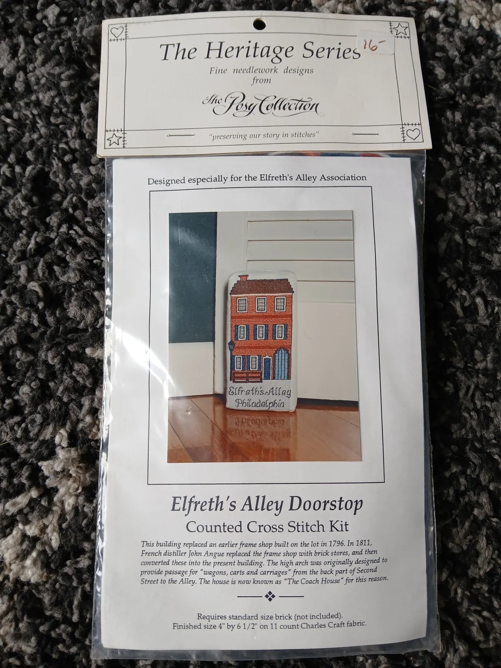 The Poppy Collection Elfreth's Alley Doorstop Cross Stitch Kit - Blue & Red