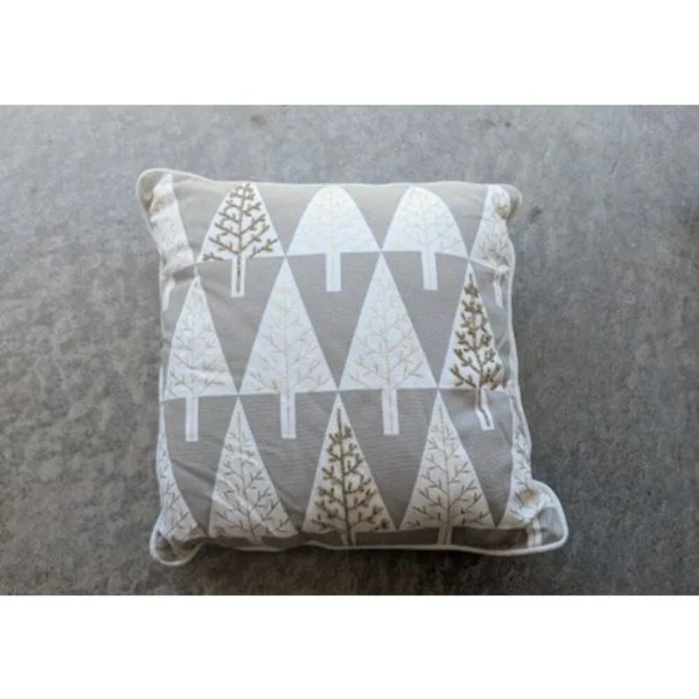 Pier 1 Throw Pillows -Christmas Trees Gold/Gray/White  - 16
