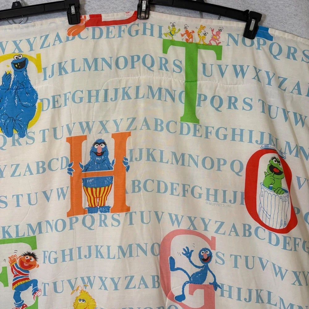 Vintage Sesame Street ABC's Alphabet Letters Comforter Twin Blanket Big Bird