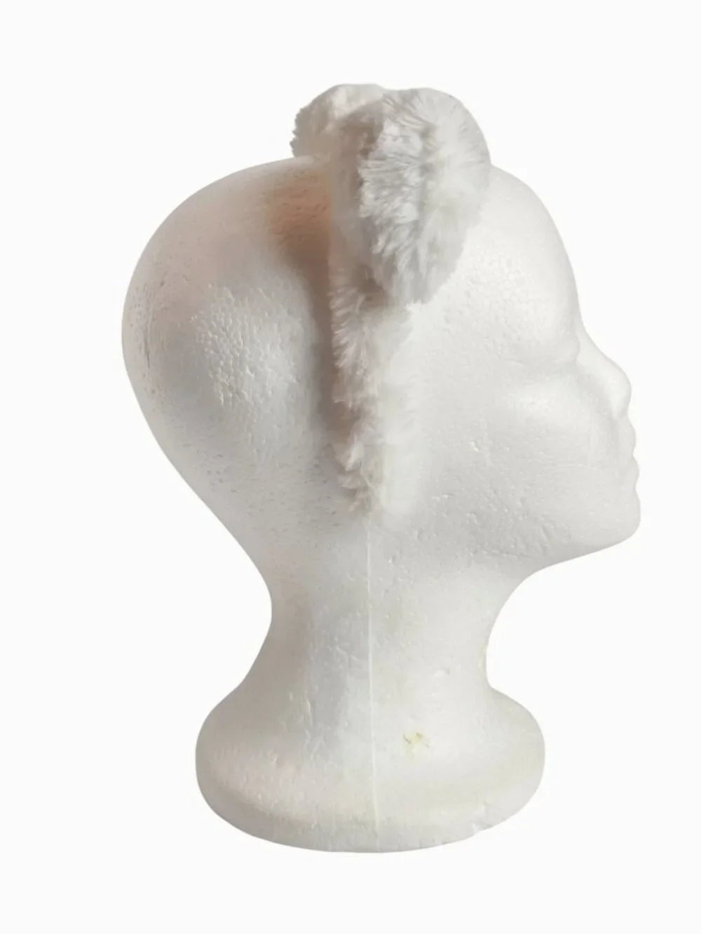 White Faux Fur Headband Puff Bear Ears For Costume Or Winter Wear Hair Accessory