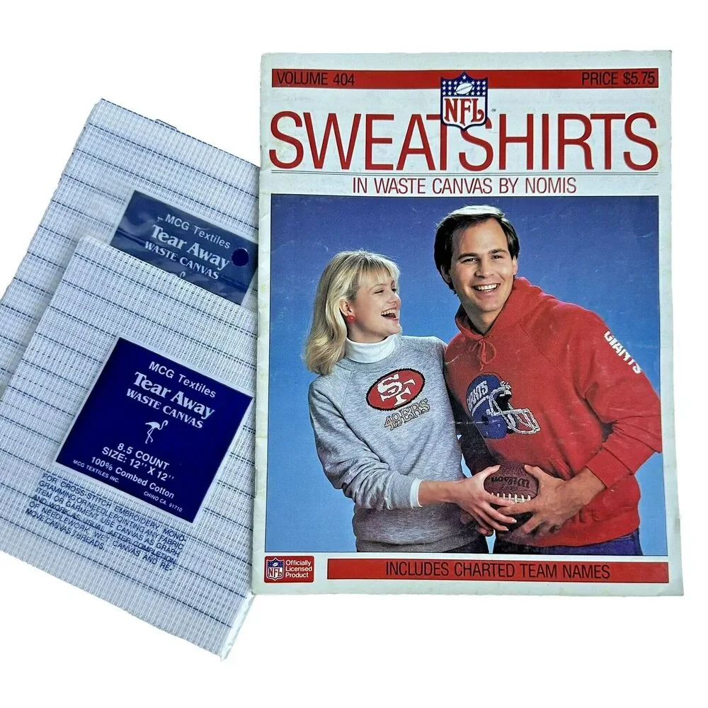 Bundle of NFL Team Sweatshirts Counted Cross Stitch Booklet & Waste Canvas