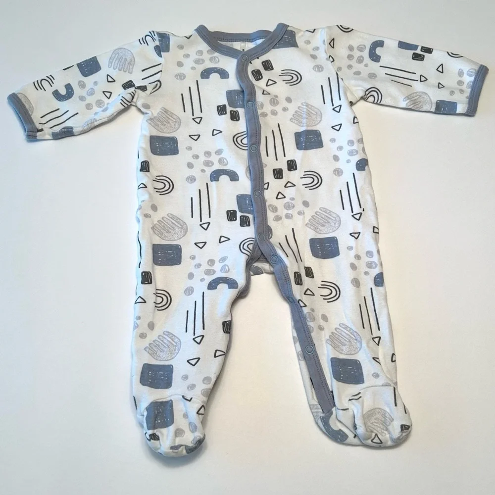 Chick Pea Baby Infant Soft Abstract Pattern Footed One Piece PJs Pajamas 6-9M