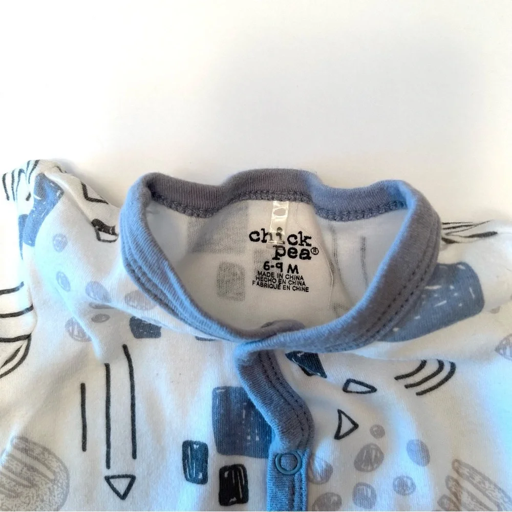 Chick Pea Baby Infant Soft Abstract Pattern Footed One Piece PJs Pajamas 6-9M