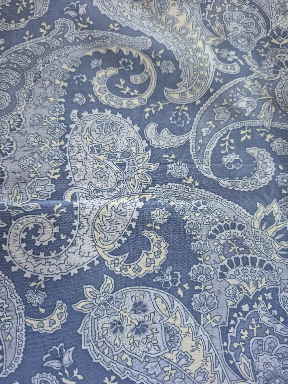 Blue Paisley Cotton Fabric 1 5/8 Yards 36” Wide Quilting Sewing Crafts