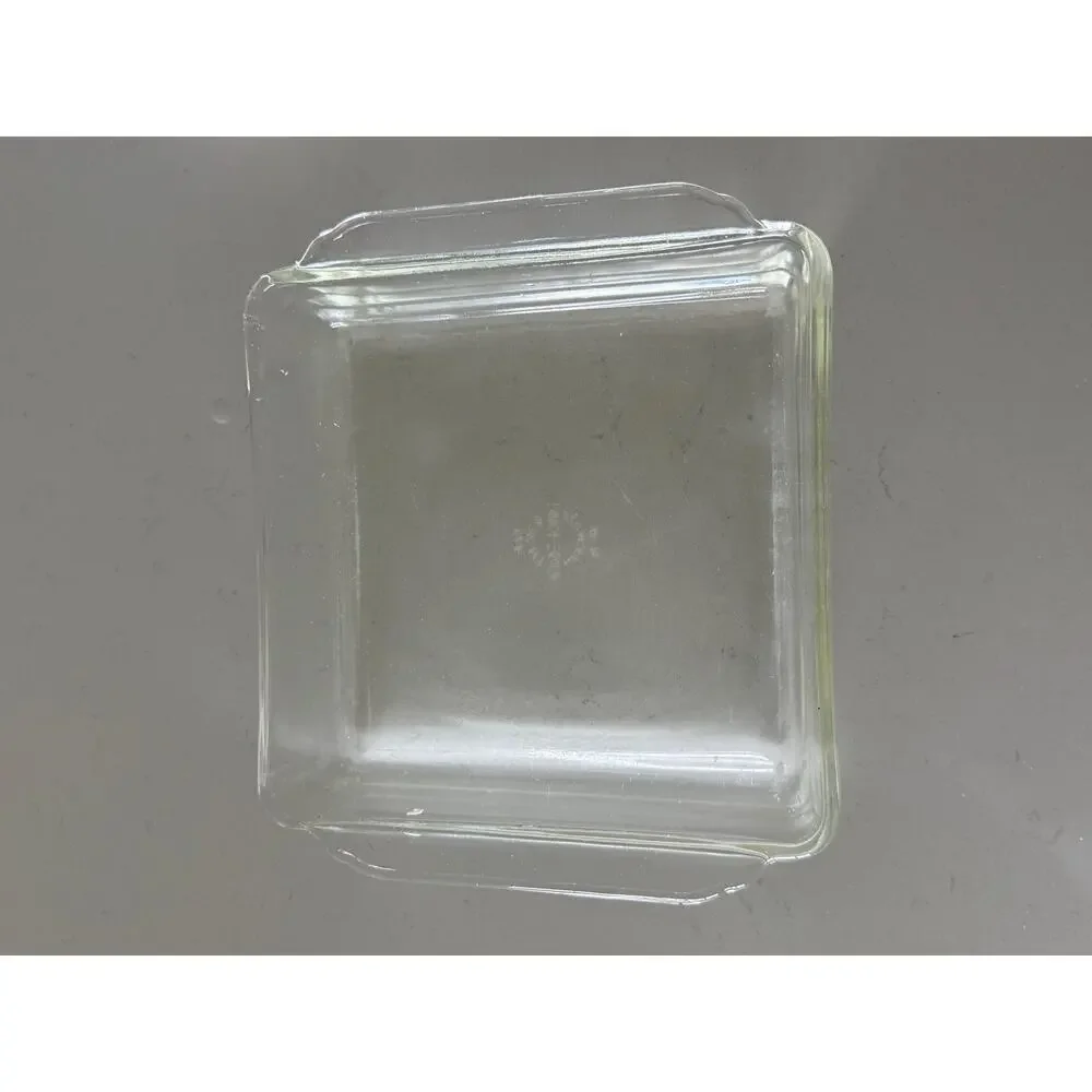 Vintage Fire-King Clear Glass Square Baking Dish Anchor Hocking 8x8 Ovenware USA