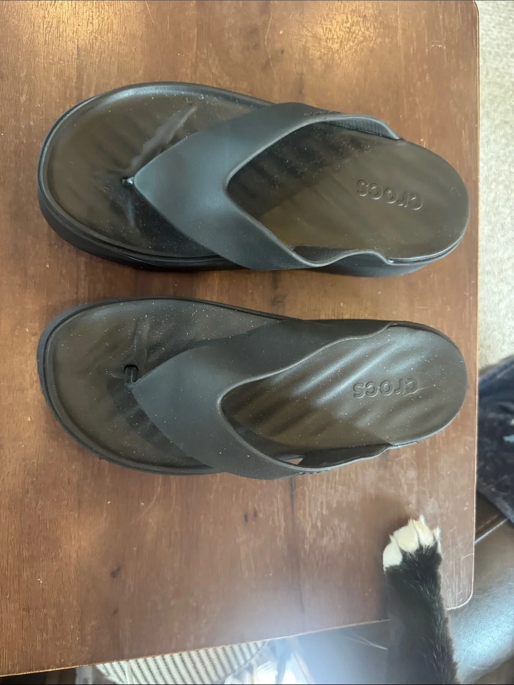 CROCS Black Foam Platform Flip Sandals NWOT NEVER WORN!!