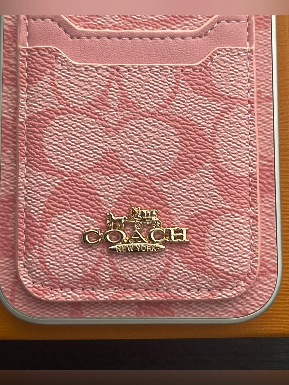 iPhone 17 pro max Coach Card Pocket Phone Case with Gold Logo. Box included