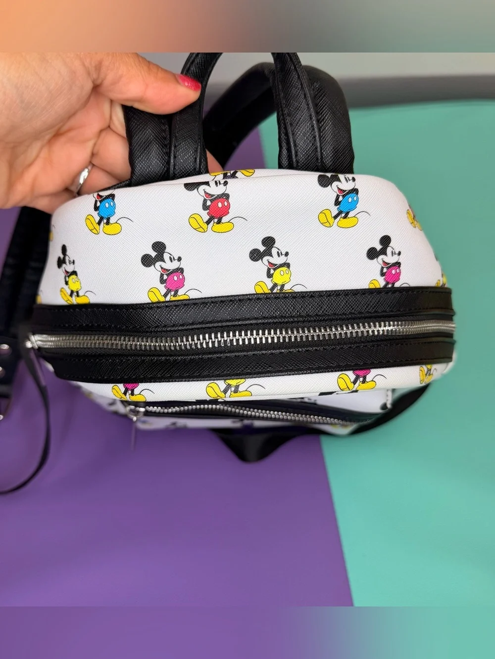 Loungefly Disney Parks Mini Backpack with Colorful Mickey Print