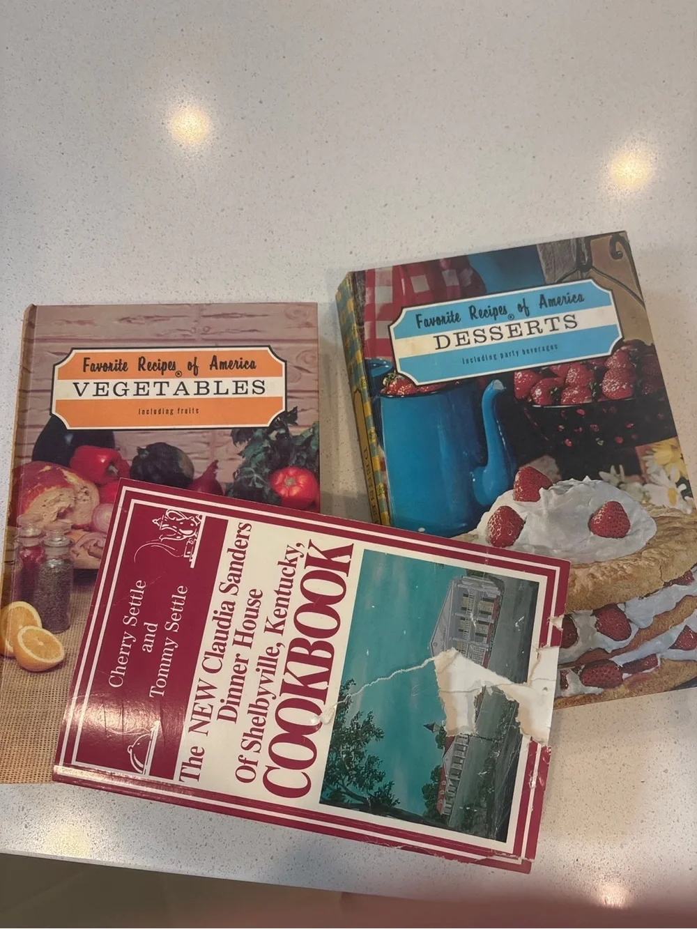 Claudia Sanders Cookbook + Favorite Recipes Vegetables & Desserts HC 3 Book Lot