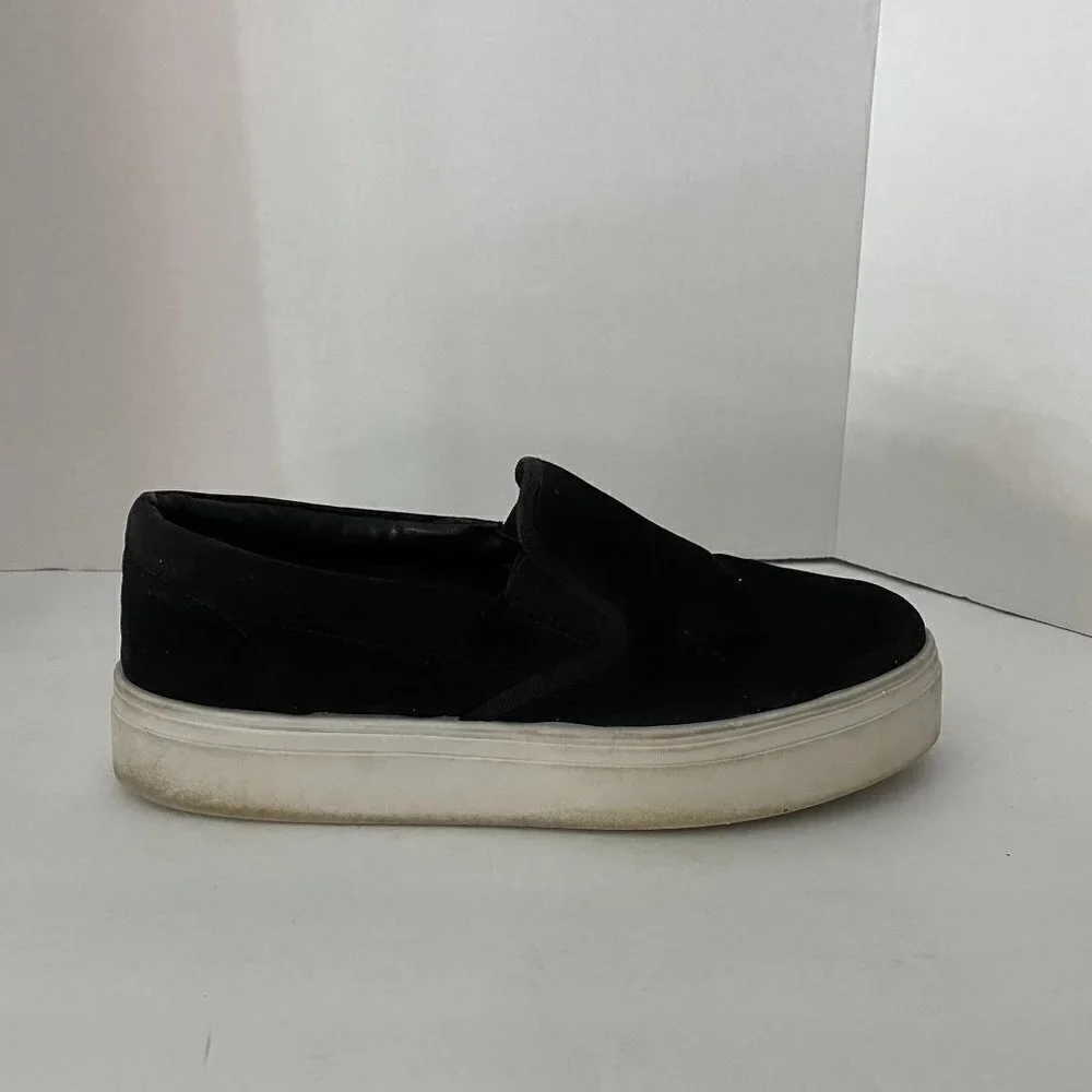 Topshop Women's Chunky Platform Slip On Faux Suede Black Sneaker Size US 9.5