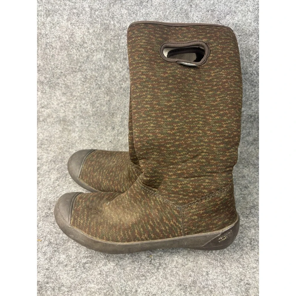 Bogs Summit Knit Boots Womens 9 Brown Waterproof Faux Fur Lined Tall 71616-202