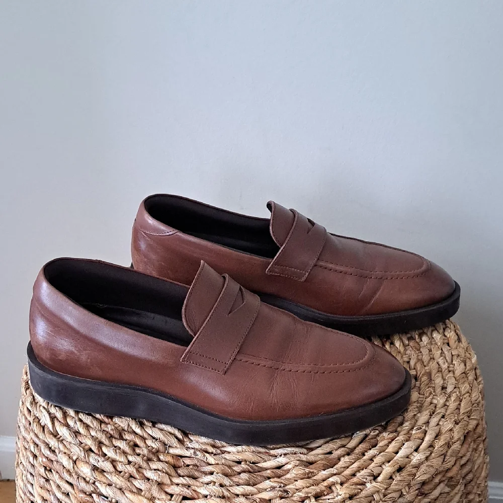 Wolf & Shepherd Mens Closer Saddle Brown Leather Luxury Dress Loafers 10‎