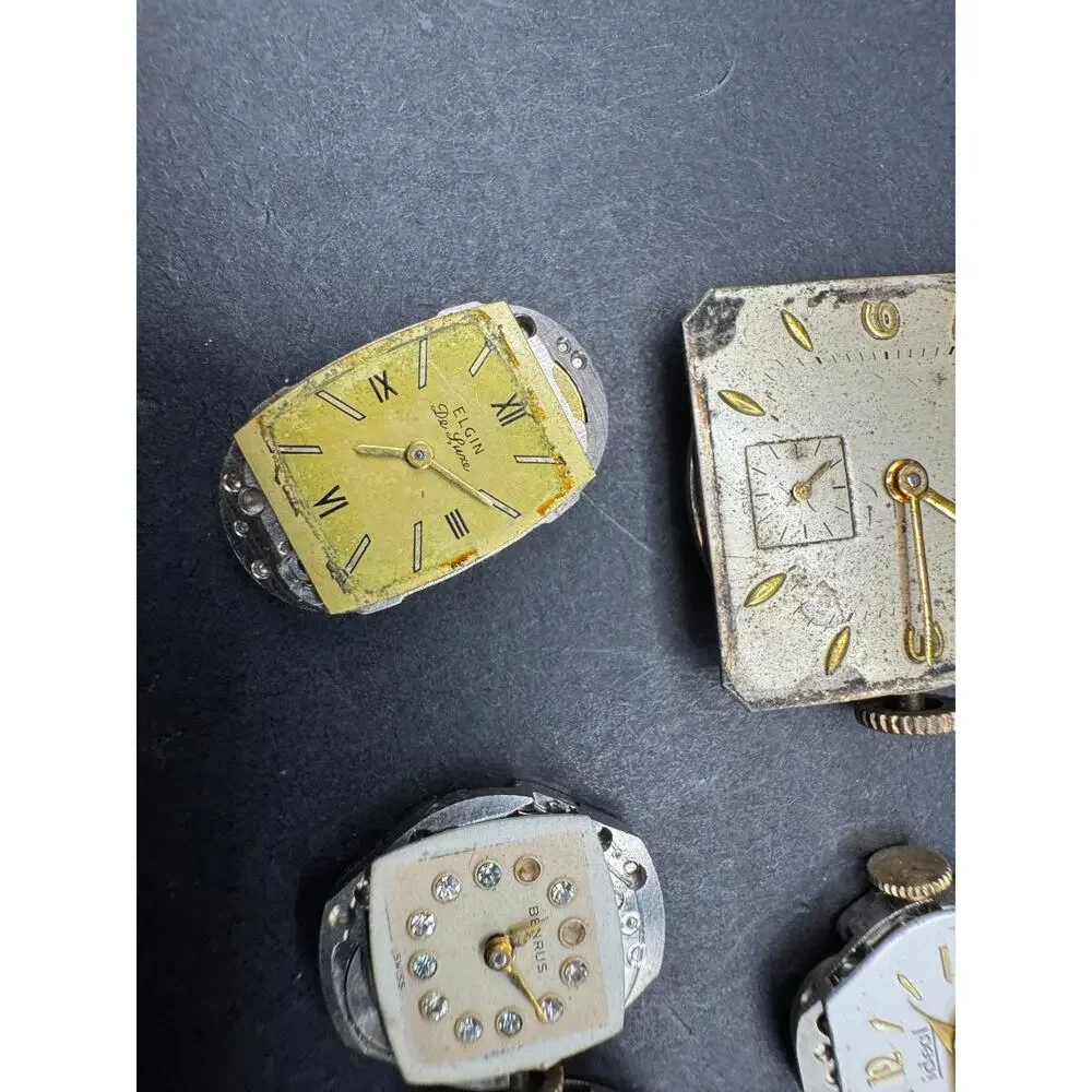 Lot of Vintage Watch Movements Dial Case Bulova Dufonte Benrus Wittnauer Elgin
