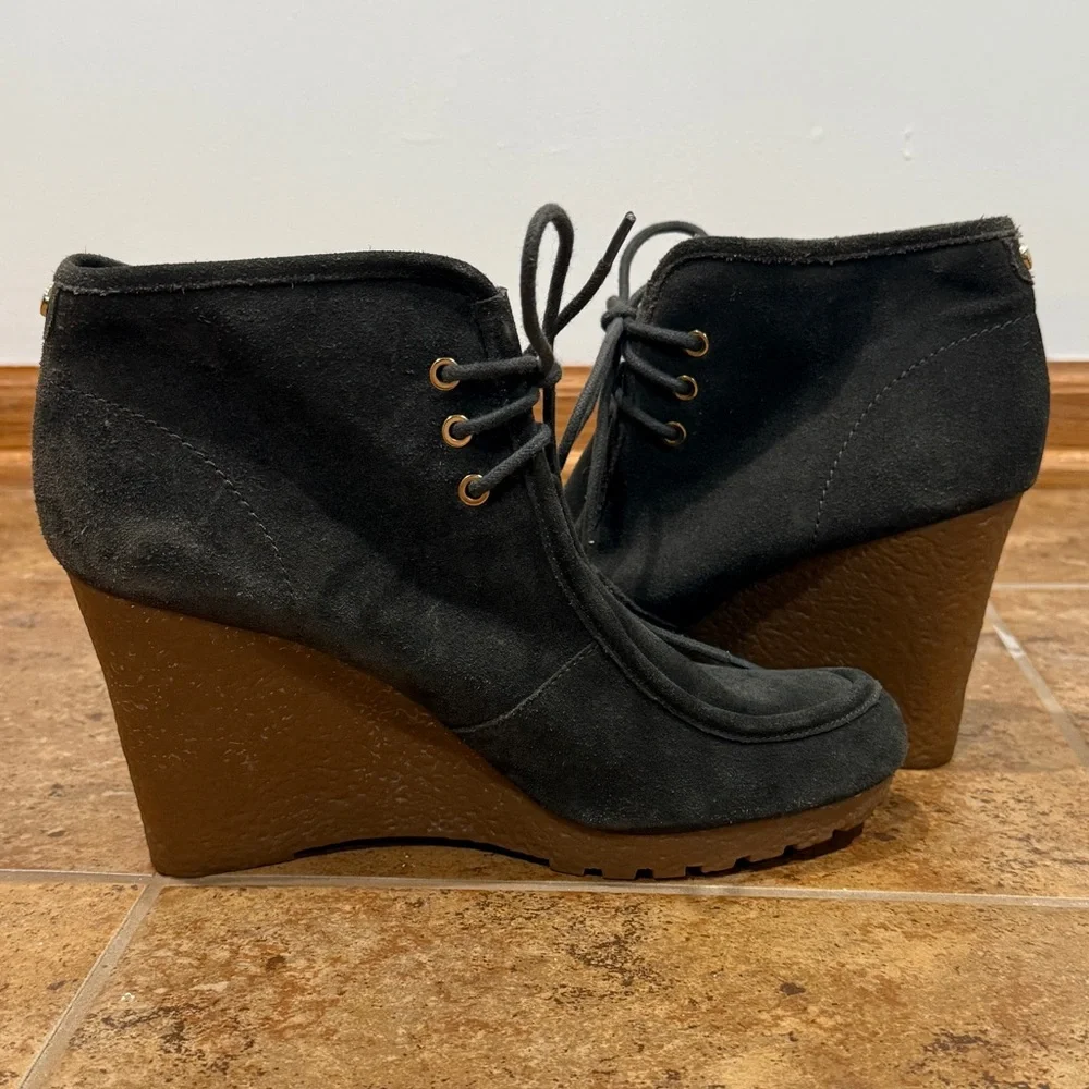 Michael Michael Kors Womens Rory Wedge Bootie 11 M Suede Ankle Deep‎ Green