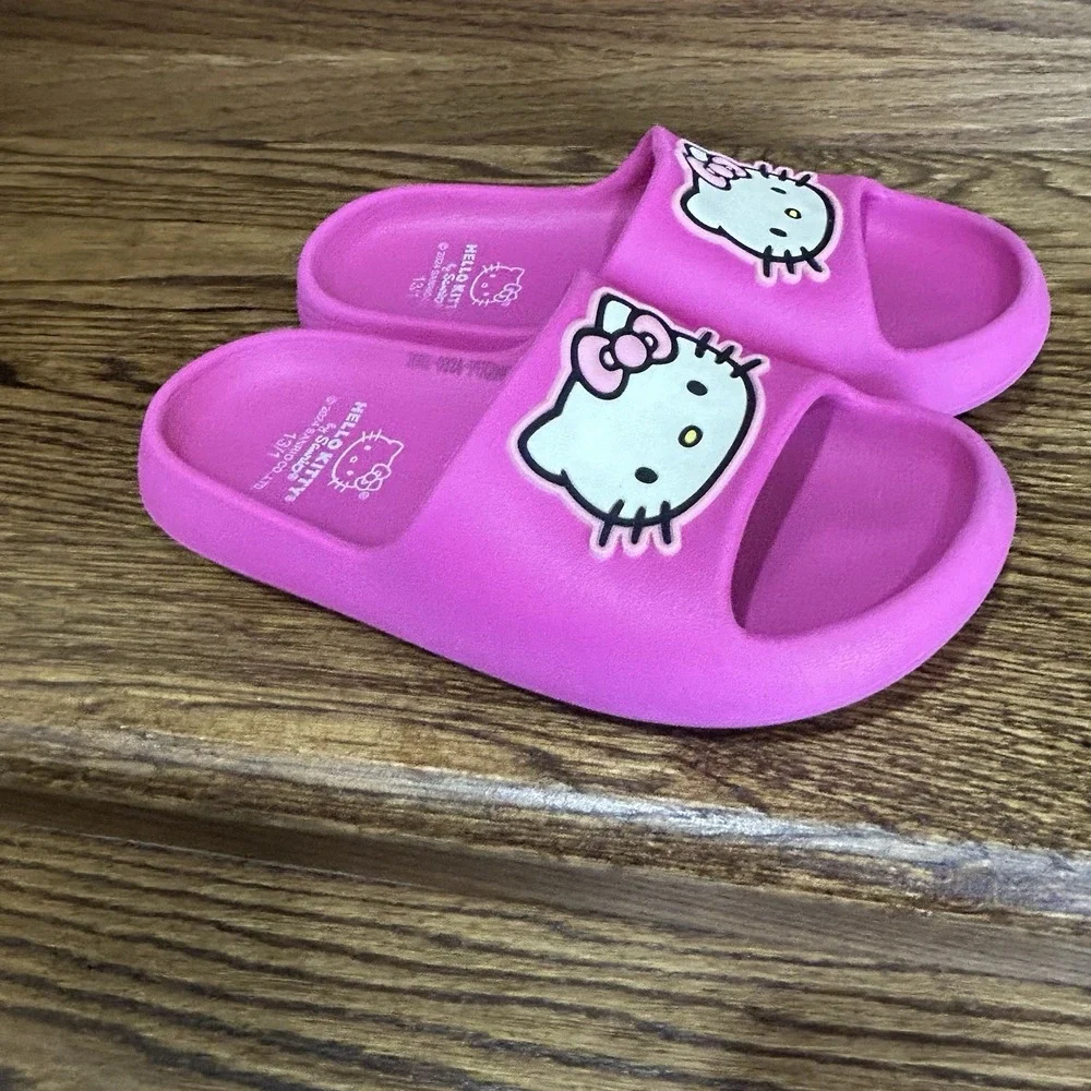 Hello Kitty Sanrio Youth Slide Sandals Pink 13/1 Kids Lightweight Comfort Slides