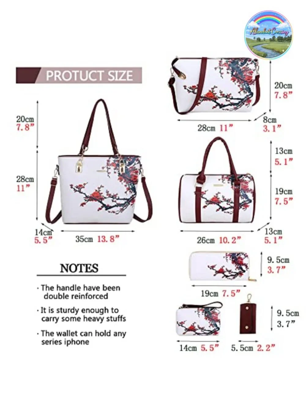 6-Piece Faux Leather Handbag Set: Tote, Satchel, Clutch, Wallet, Key Holder