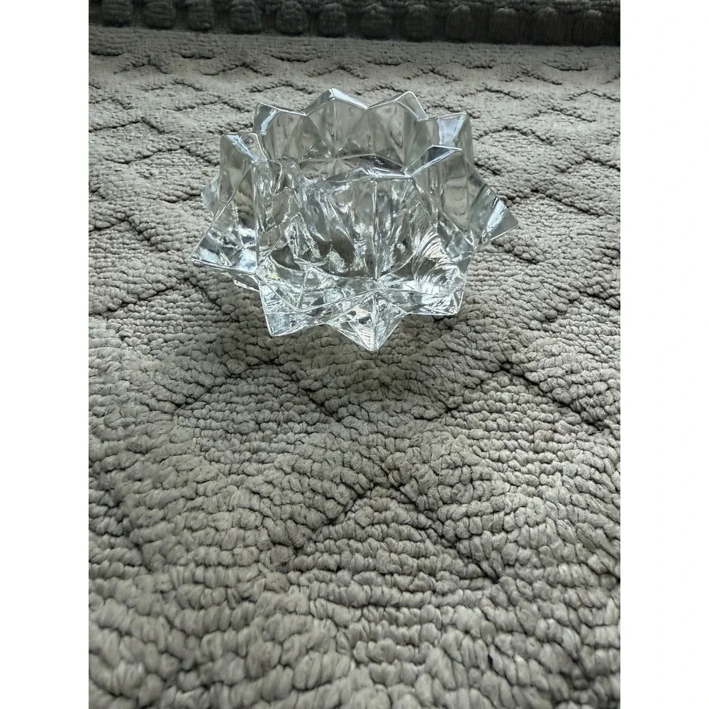 Vintage Avon Diamond Star Pattern Clear Glass Votive Candle Holder