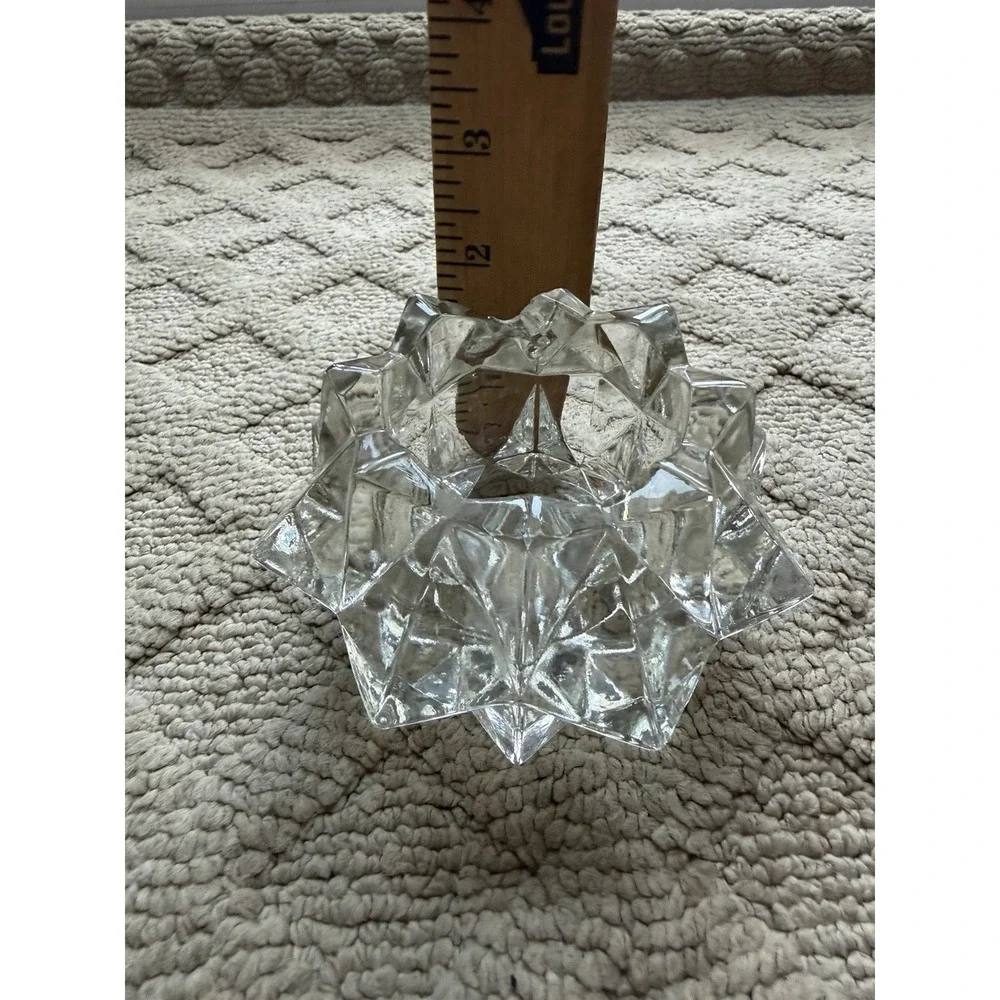 Vintage Avon Diamond Star Pattern Clear Glass Votive Candle Holder