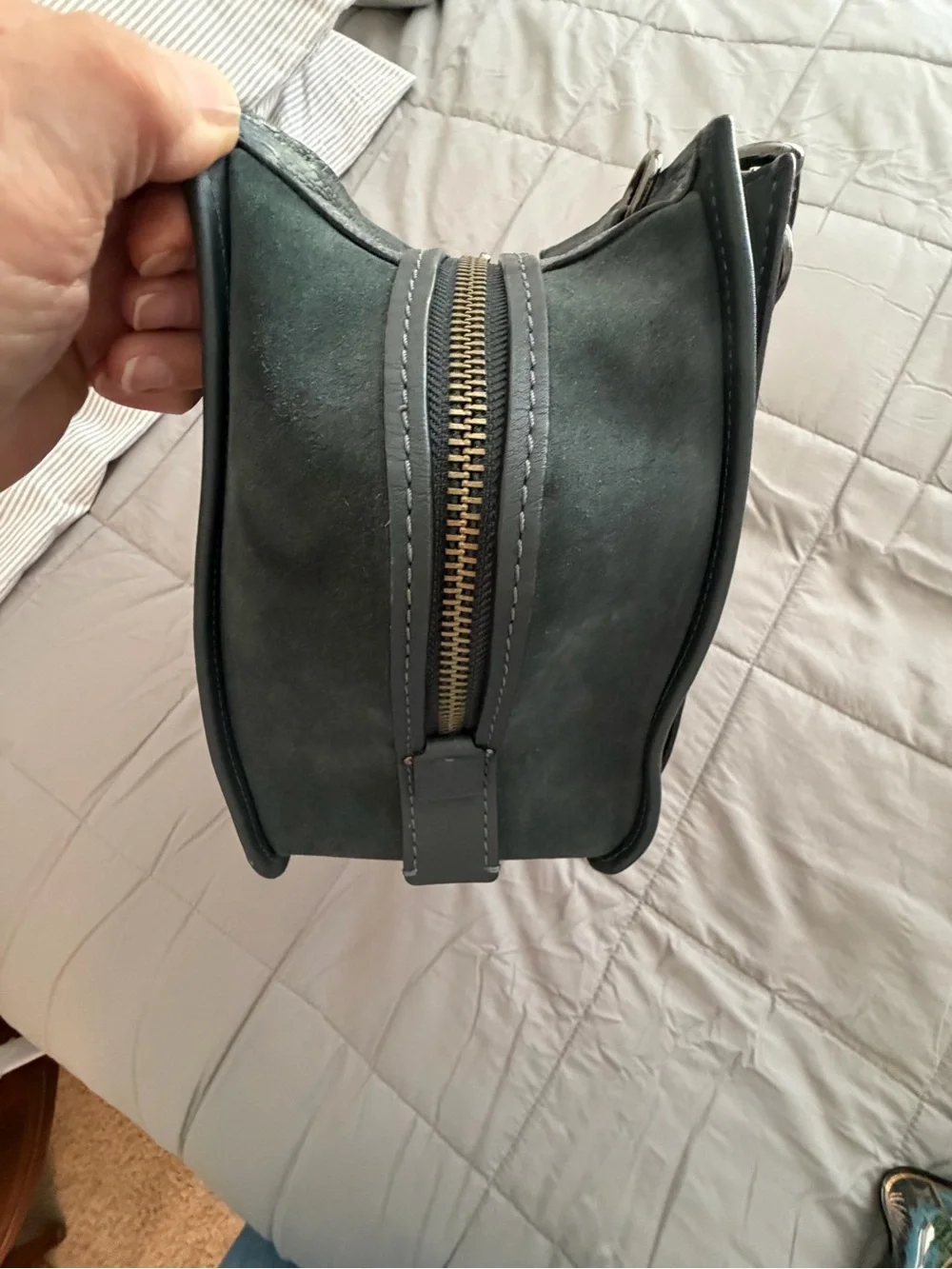 Coach Green  Pebbled & Smooth  Leather with suede accents Satchel