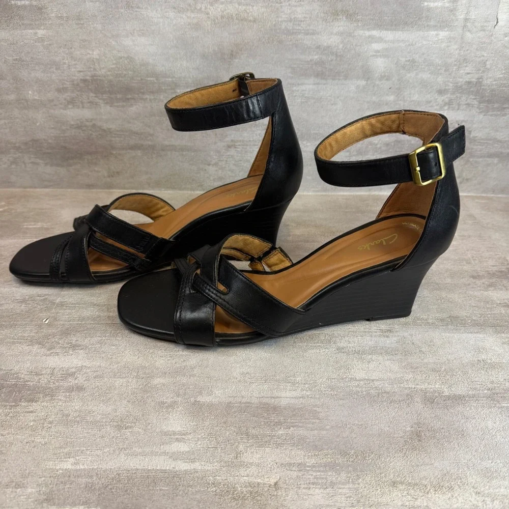 Clarks black leather