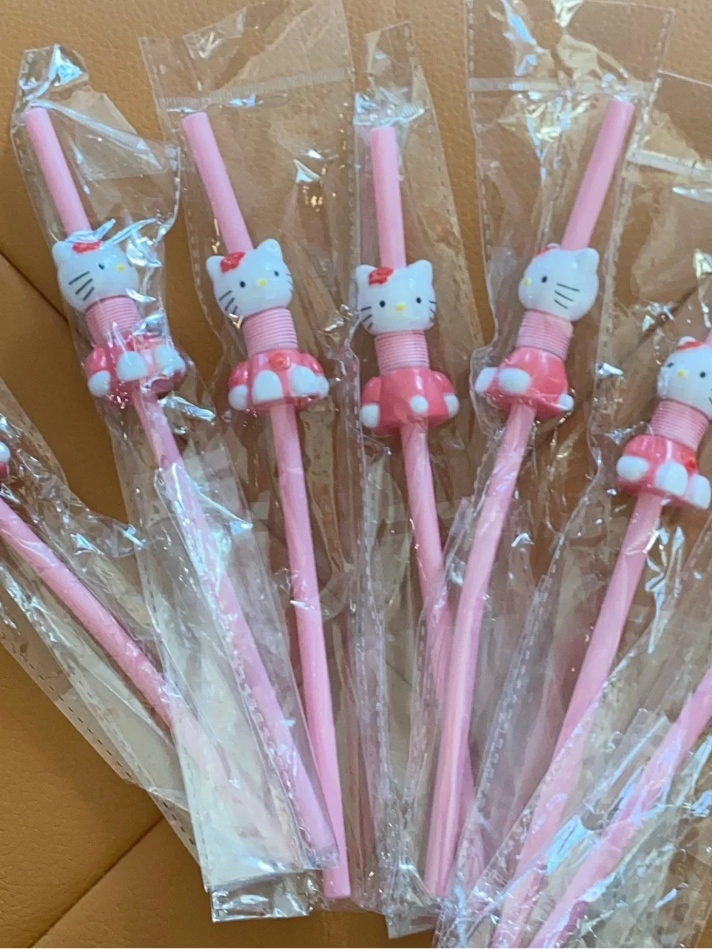 Pink Cat Character Party Straws - Cute Decorative Drinking Straws set of 10