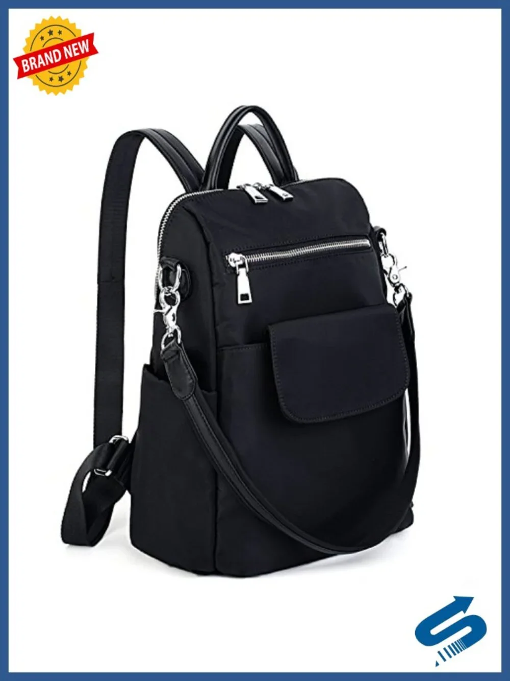 Women 3-Way Waterproof Nylon Backpack Purse Rucksack Shoulder Bag