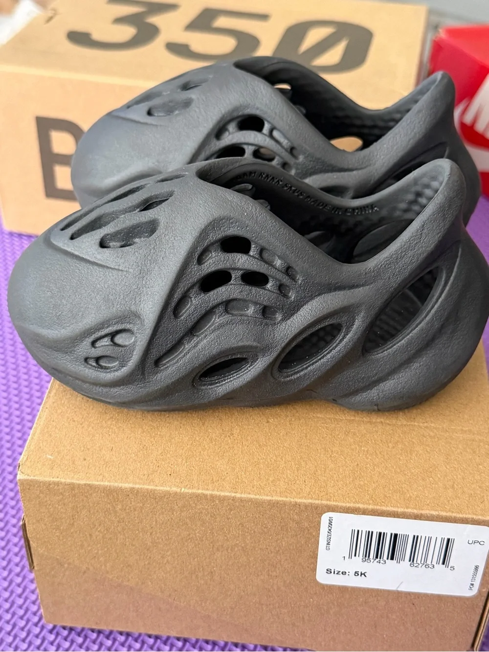 adidas Kids Black Foam Slip-On Sandals