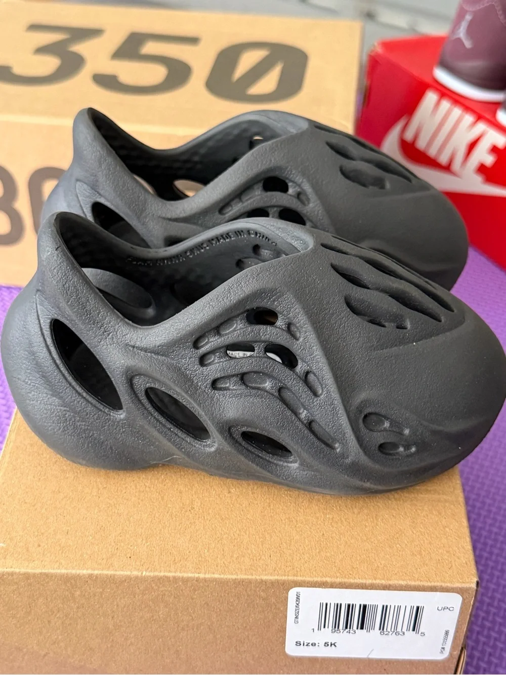 adidas Kids Black Foam Slip-On Sandals