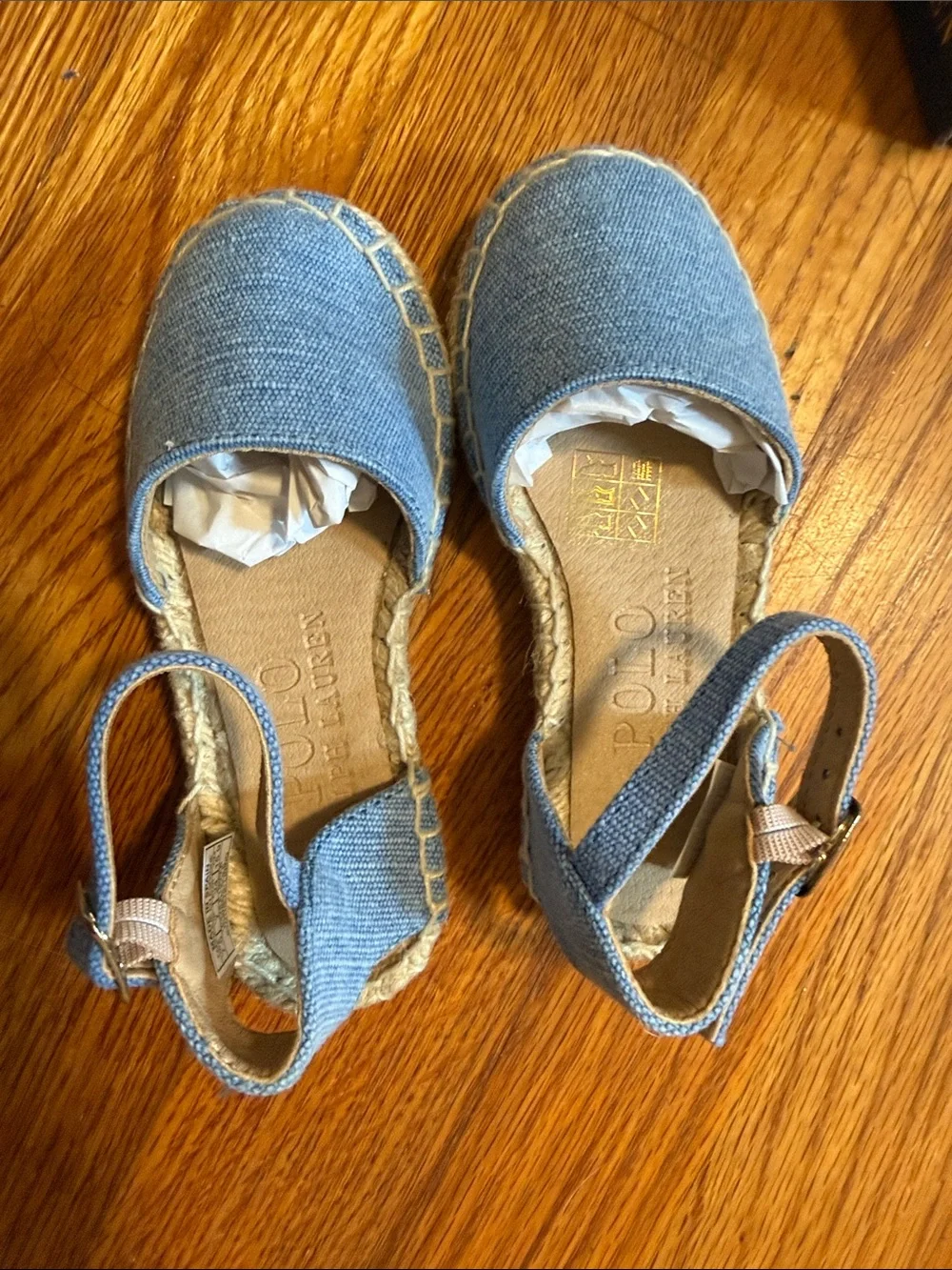 Polo by Ralph Lauren Kids Light Blue Espadrille Sandals with Buckle