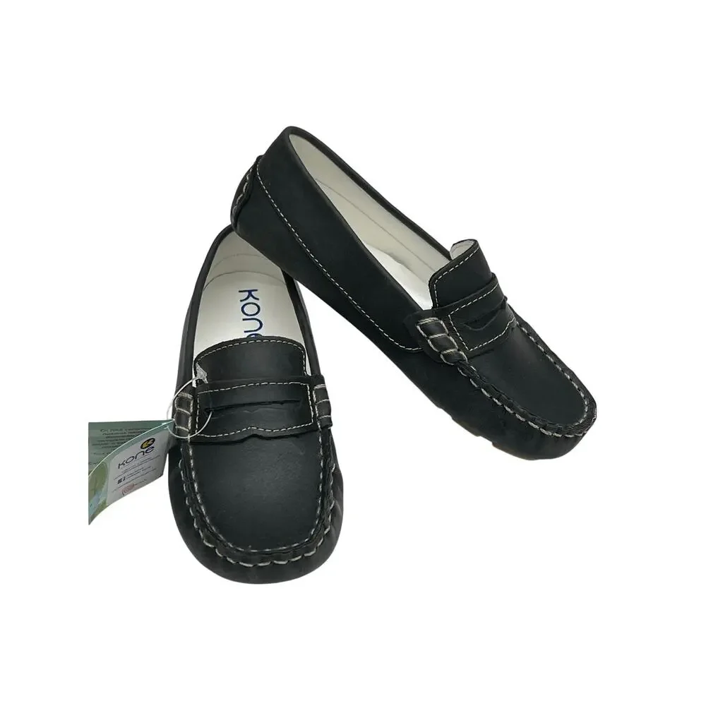 NWT Kone Size 30 EU (US 12 Little Kid) Penny Loafer in Black Leather