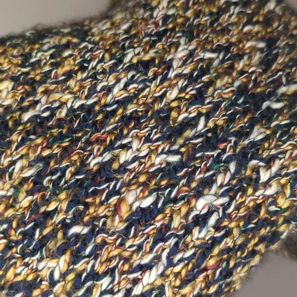 Chic Multicolor Knit Lined Bag with Bamboo Handles Multicolor Cottage Granny