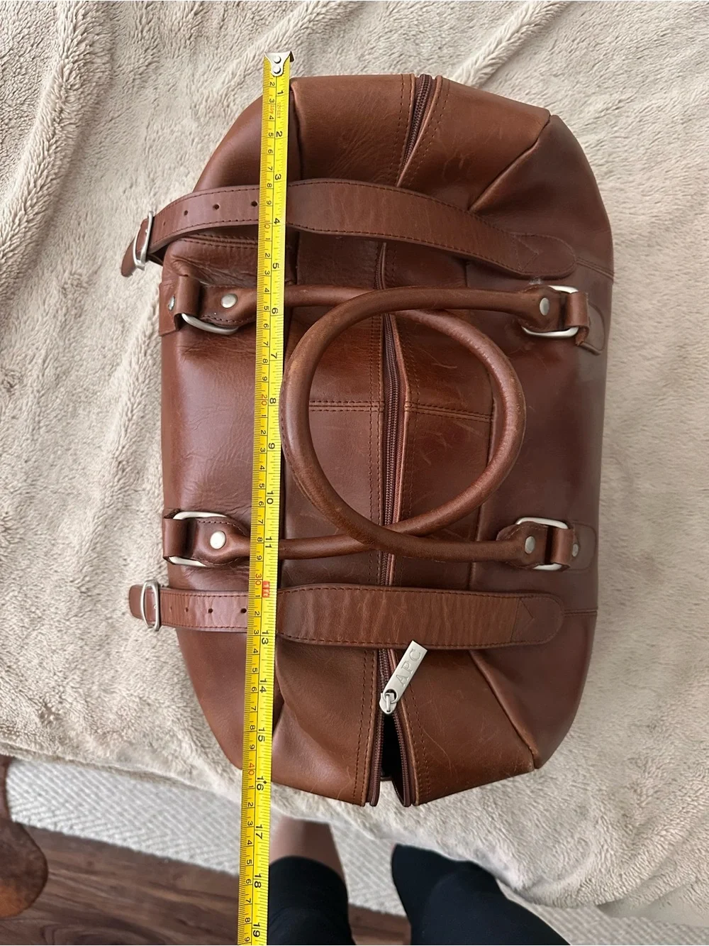 Brown Leather Weekender Duffel Bag