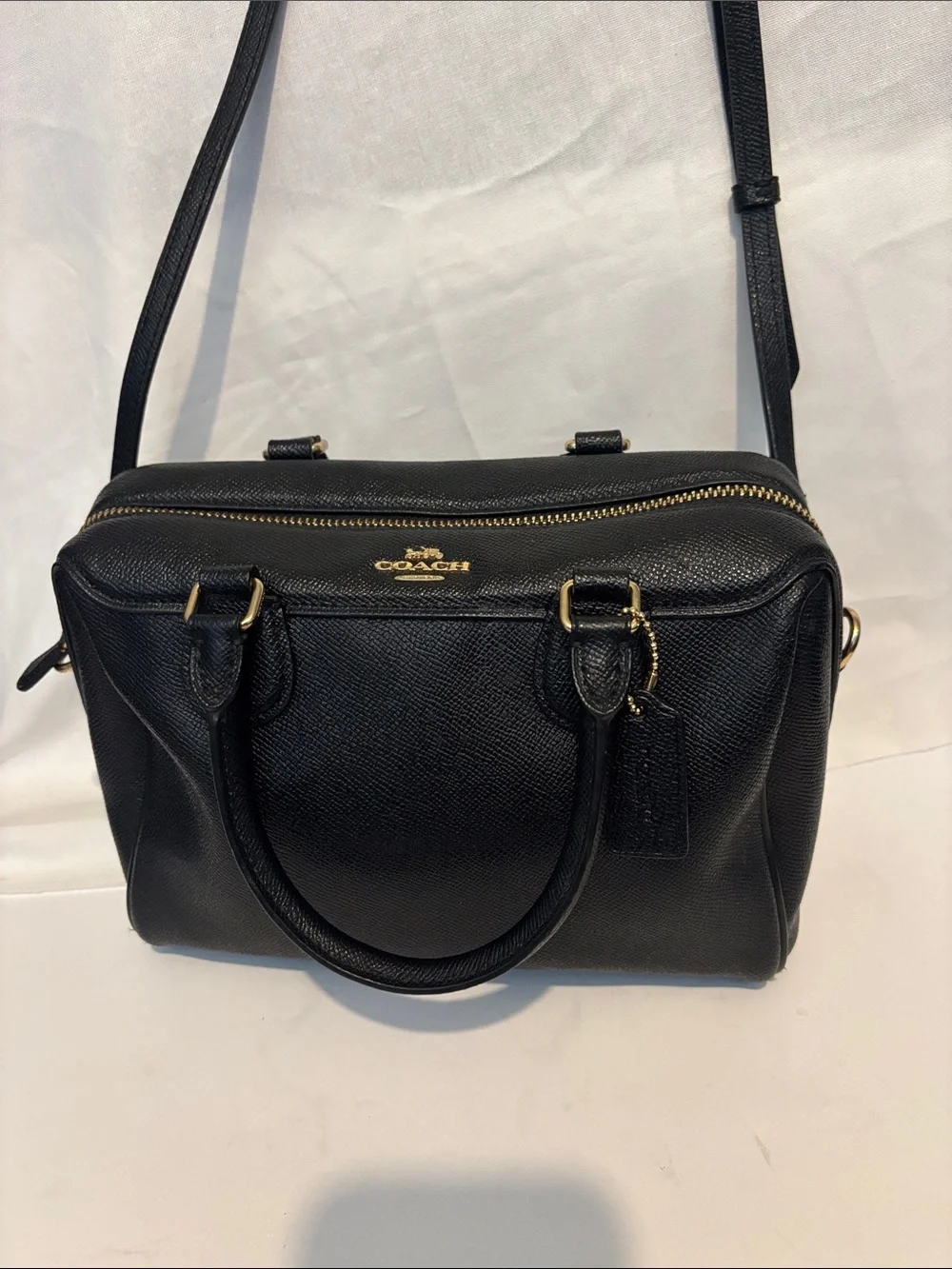 Coach Black mini  bag  Leather Dome Satchel with Gold Hardware