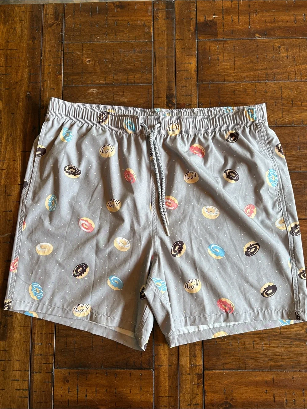 RAINFOREST Gray Swim Trunks W/ Donuts - XL - Fun, Summer, Party Vibes