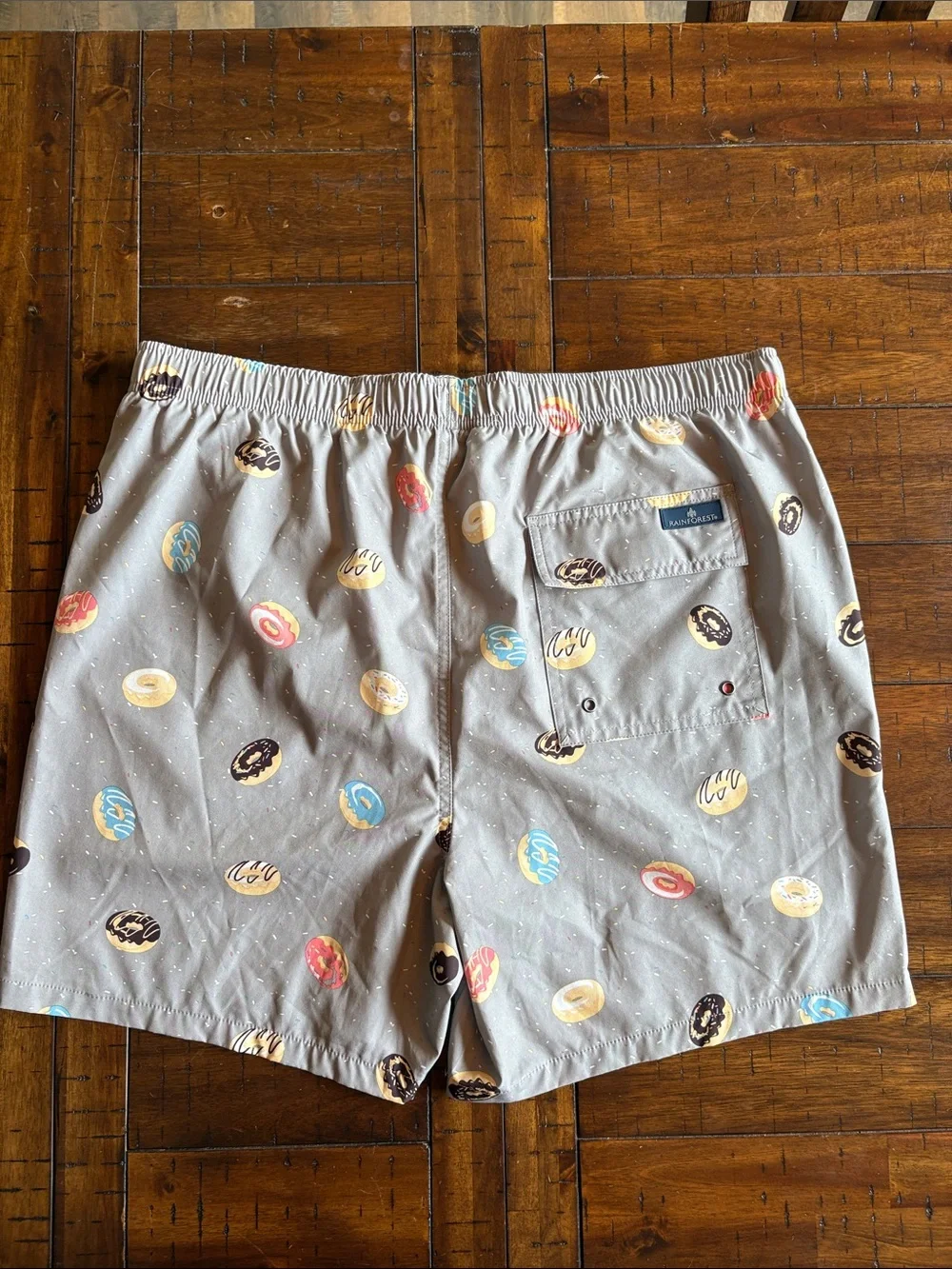 RAINFOREST Gray Swim Trunks W/ Donuts - XL - Fun, Summer, Party Vibes