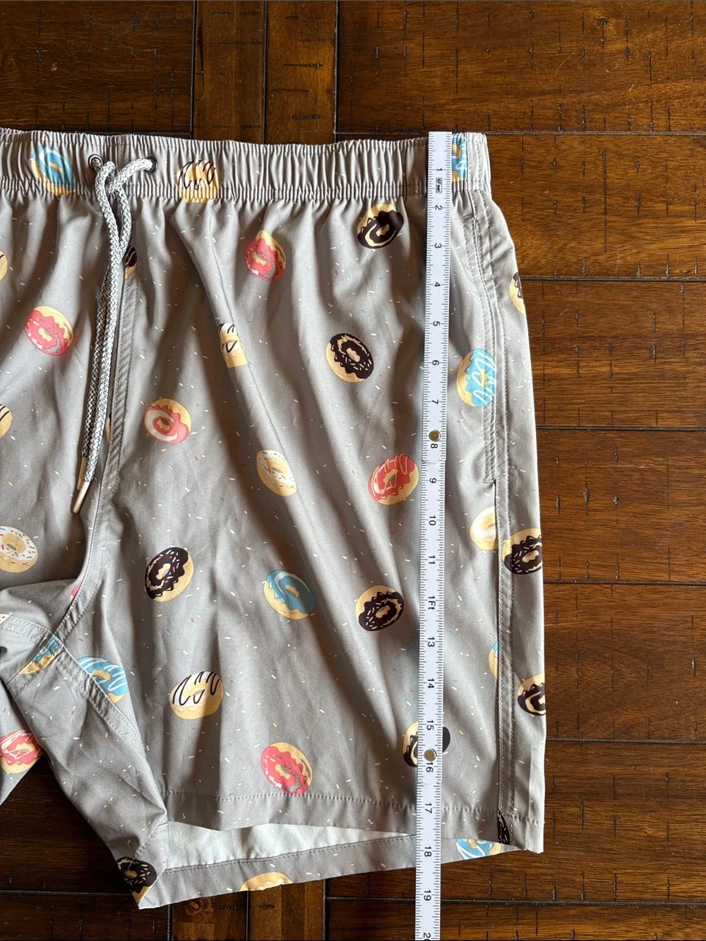 RAINFOREST Gray Swim Trunks W/ Donuts - XL - Fun, Summer, Party Vibes