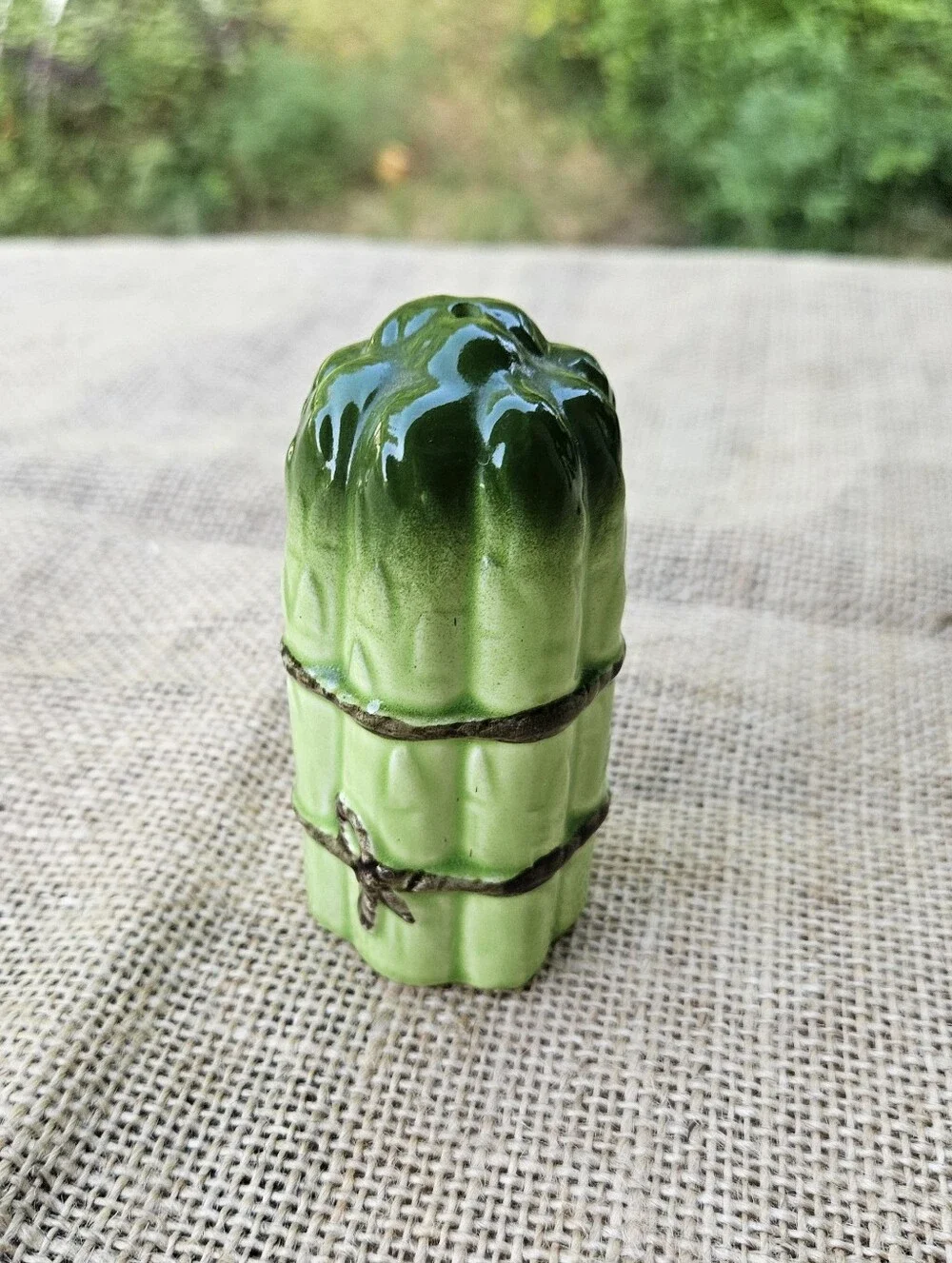 Vintage Green Ceramic Asparagus Salt Shaker