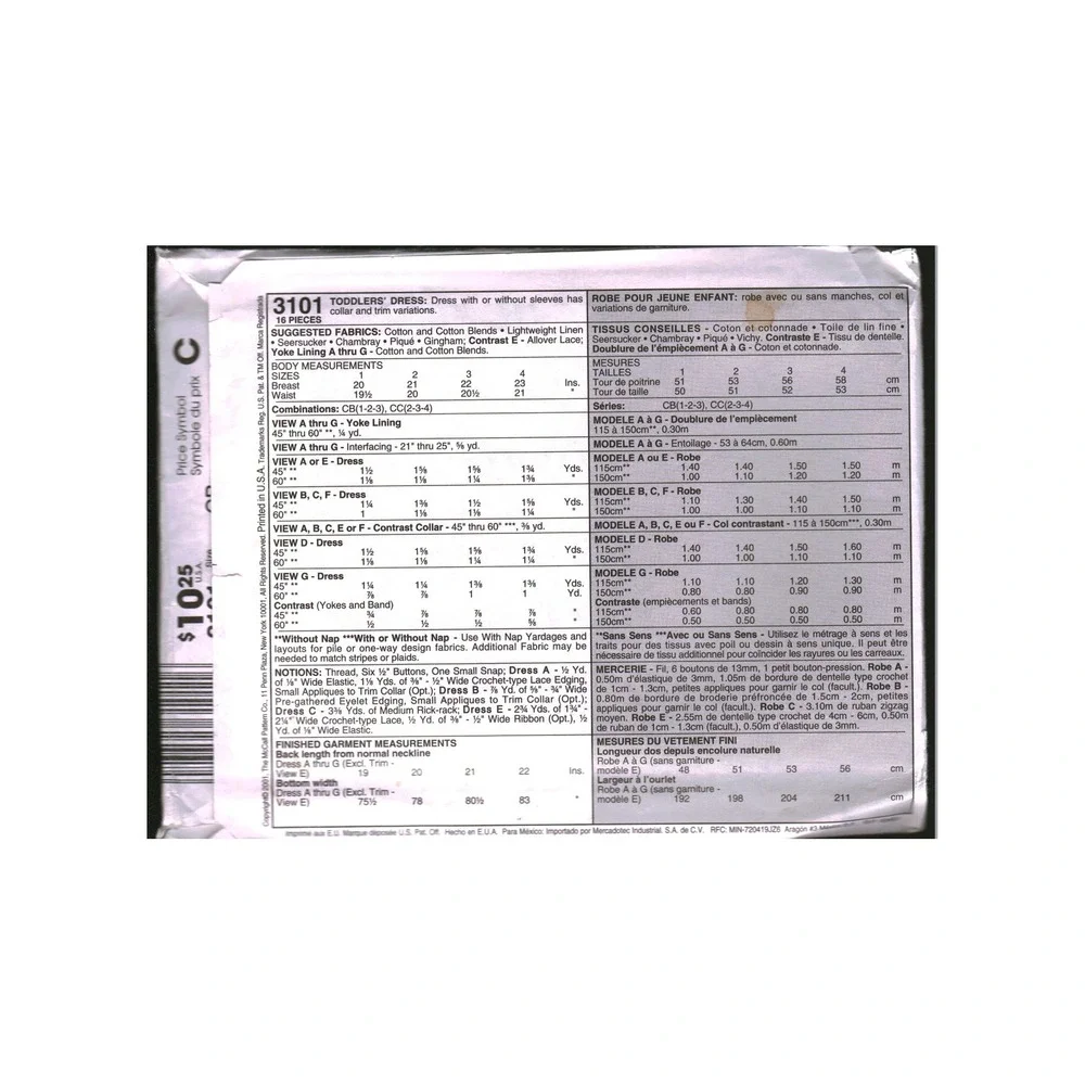 McCalls mccall 3101