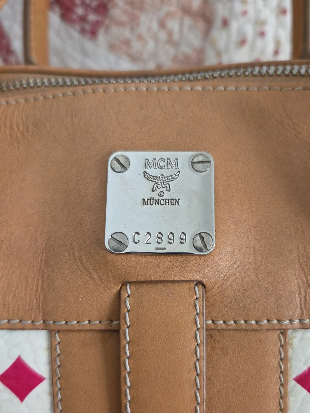 MCM satchel cream