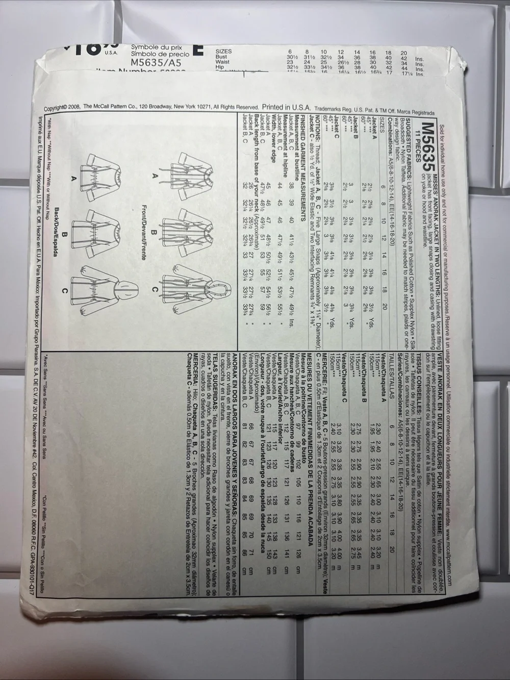 McCalls mccall’s m5635