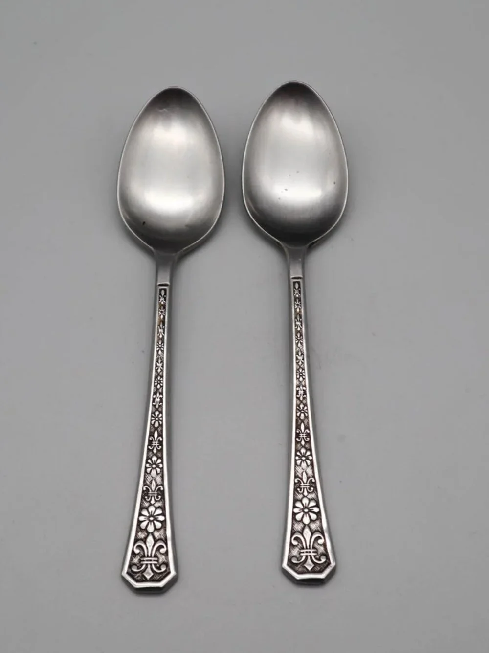 Interpur Florenz Stainless Steel Flatware Japan 2 Oval Soup Place Spoons Floral