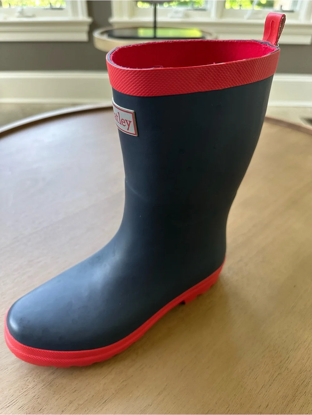 Hatley Matte Rain Boots, Size 4 Big Kid, Navy & Red