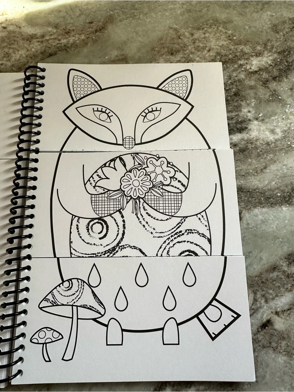 Color & Flip Book Spiral coloring Notebook with Playful Owl Design